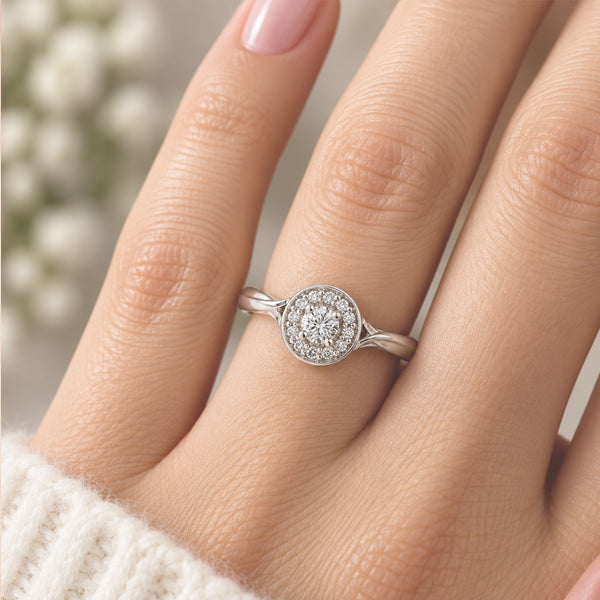 9ct White Gold Diamond Cluster Ring