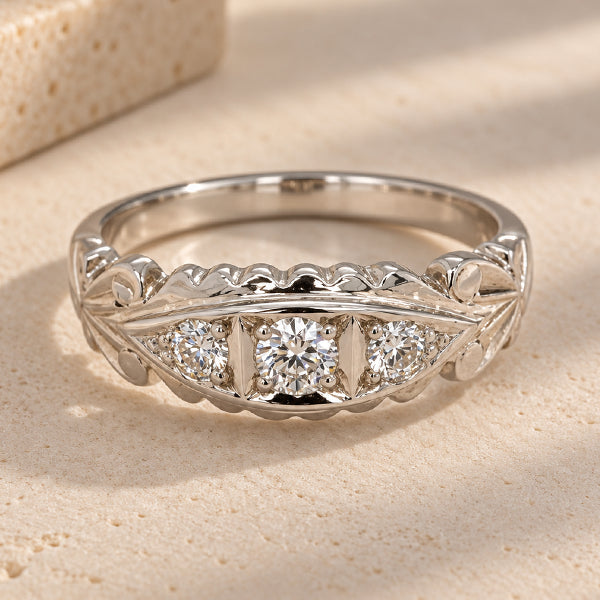 9ct White Gold Three Diamond Ring