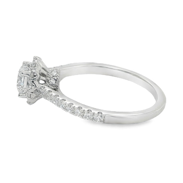 18ct White Gold Halo Lab Grown Diamond Ring 0.73ct D/VS2 Centre