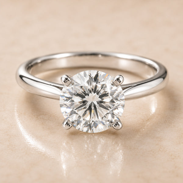 18ct White Gold 2.00ct E/VS1 Round Lab Grown Diamond Solitaire Ring