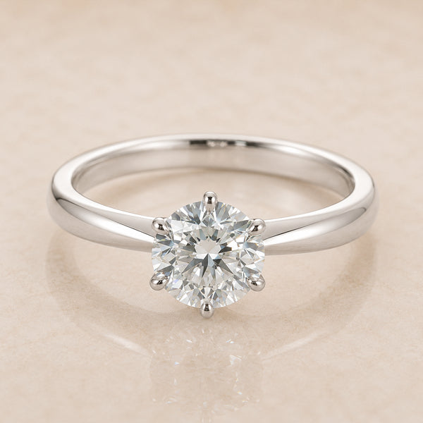 9ct White Gold Solitaire Round Brilliant Cut Lab Grown Diamond Ring 1.00ct