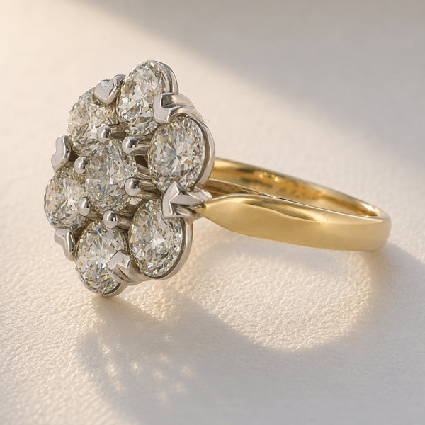 5.04ct Natural Diamond Cluster Ring in 18ct Yellow & White Gold