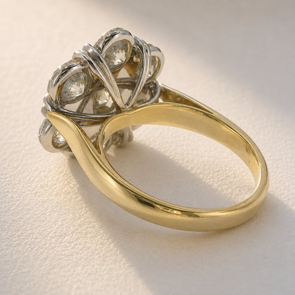 5.04ct Natural Diamond Cluster Ring in 18ct Yellow & White Gold