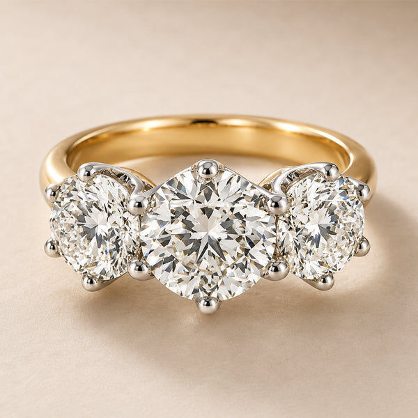 18ct Yellow/White Gold Diamond Trilogy Ring 4.02ct