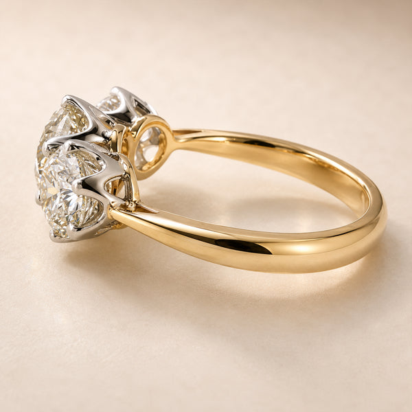 18ct Yellow/White Gold Diamond Trilogy Ring 4.02ct