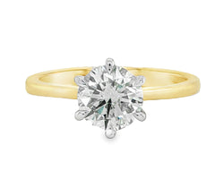 18ct Yellow/White Gold Solitaire Diamond Ring 1.50ct