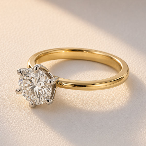 18ct Yellow/White Gold Solitaire Diamond Ring 1.50ct