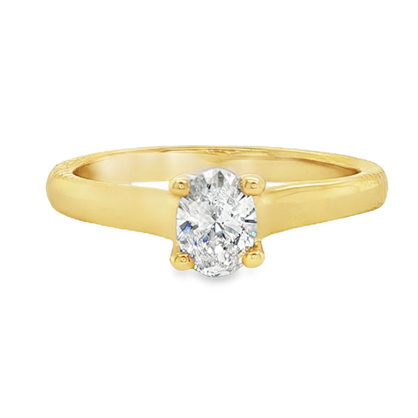 10ct Yellow Gold 0.42ct Oval Lab Grown Diamond Ring F/VVS2