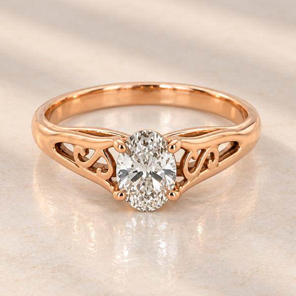 9ct Rose Gold 0.42ct Oval Lab Grown Diamond Ring F/VVS2