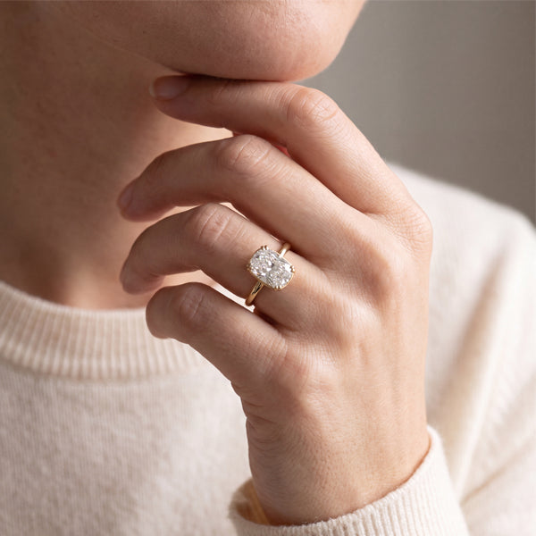 DOMINIQUE - 18ct Yellow Gold 2.01ct Rectangular Cushion Cut Lab Grown Diamond Ring