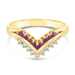 9ct Yellow Gold Eternity Ring Ruby & Diamonds