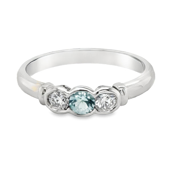 18ct White Gold Aquamarine & Diamond Ring
