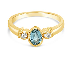 9ct Yellow Gold Swiss Blue Topaz & Lab Grown Diamond Ring