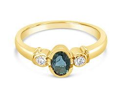 9ct Yellow Gold London Blue Topaz & Lab Grown Diamond Ring