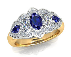 18ct Yellow and White Gold Diamond and Sapphire Ring