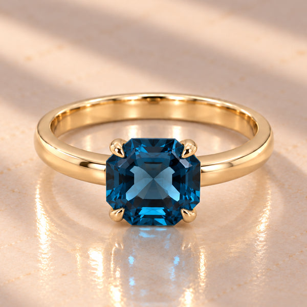 9ct Yellow Gold London Blue Topaz Octagonal Ring