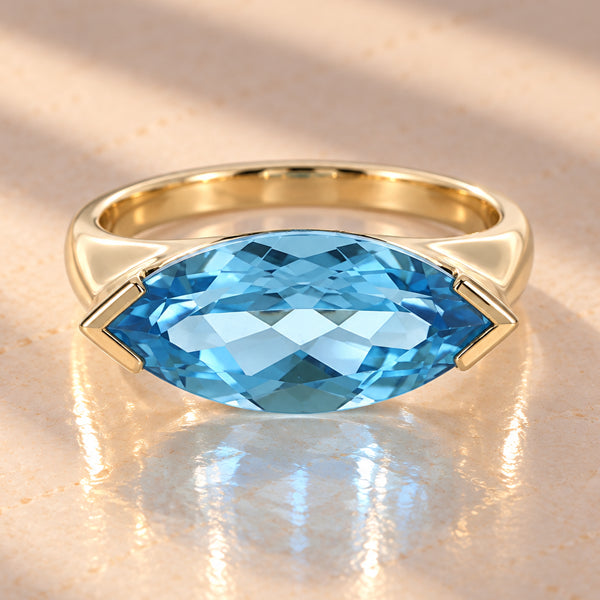 9ct Yellow Gold Swiss Blue Topaz Ring BT=2.54ct