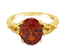 18ct Yellow Gold Mexican Fire Opal and Yellow Sapphire Ring