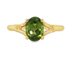 10ct Yellow Gold Oval Peridot (8x6mm) Infinity Ring