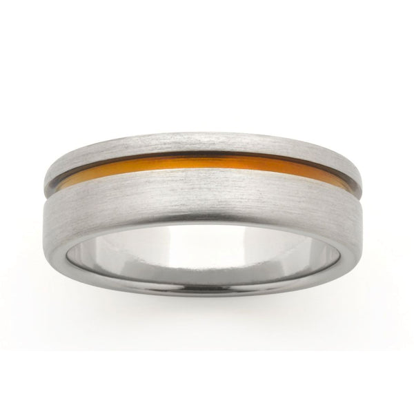 Soft Edge Titanium Band With Brown Groove Wedder