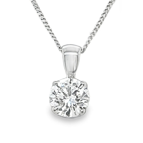 9ct White Gold 1.00ct Lab Grown Diamond Pendant on Chain