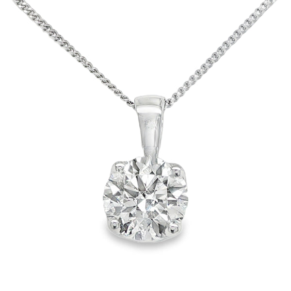 2.00ct lab-grown round brilliant diamond pendant in 9ct white gold by Fishers Jewellers