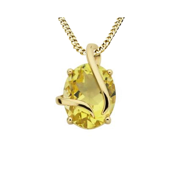 9ct Yellow Gold Lemon Quartz Pendant on Chain