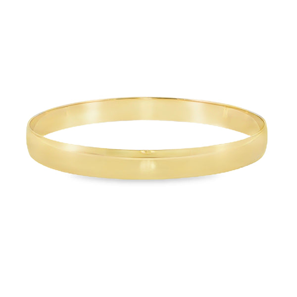 Classic 9ct Yellow Gold Half Round Profile Golf Bangle 7.7mm