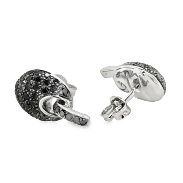 18ct White Gold Black Diamond Stud Earrings