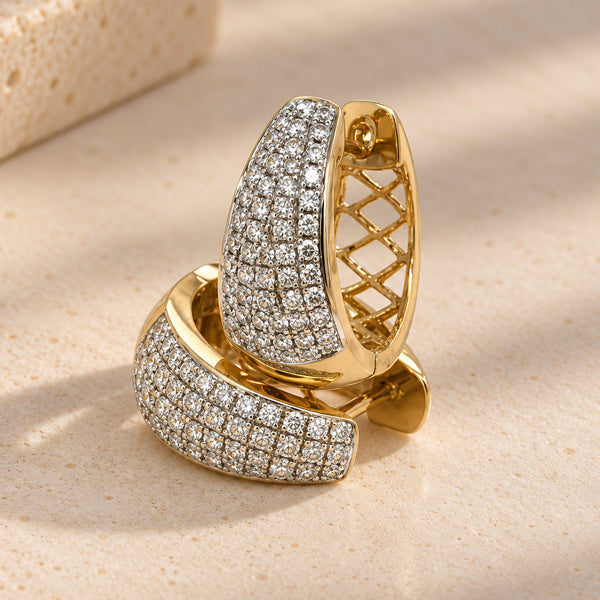 9ct yellow gold natural diamond huggie earrings with 0.50ct total diamond weight