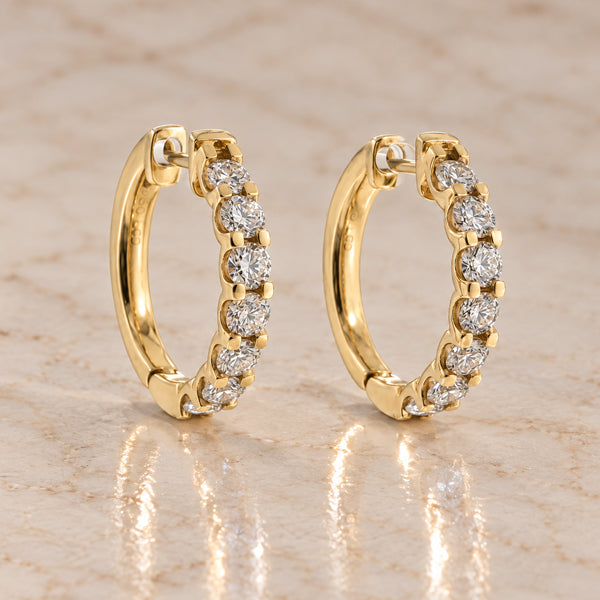 18ct Yellow Gold 1.50ct Lab-Grown Diamond Hoop Earrings