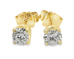 9ct Yellow Gold 0.53ct Solitaire Round Brilliant Cut Lab Grown Diamond Ear Studs