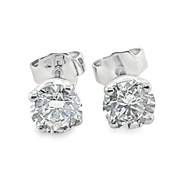 9ct White Gold 1.01ct Solitaire Round Brilliant Cut Lab Grown Diamond Ear Studs