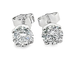 9ct White Gold 1.01ct Solitaire Round Brilliant Cut Lab Grown Diamond Ear Studs