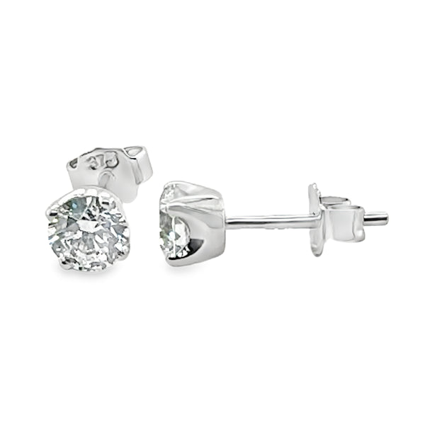 9ct White Gold 1.01ct Solitaire Round Brilliant Cut Lab Grown Diamond Ear Studs