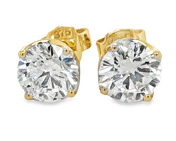 9ct Yellow Gold Lab Grown Round Brilliant Cut Diamond Stud Earrings 2.00ct