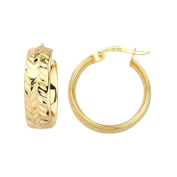 9ct Yellow Gold Silver Bonded Earrings