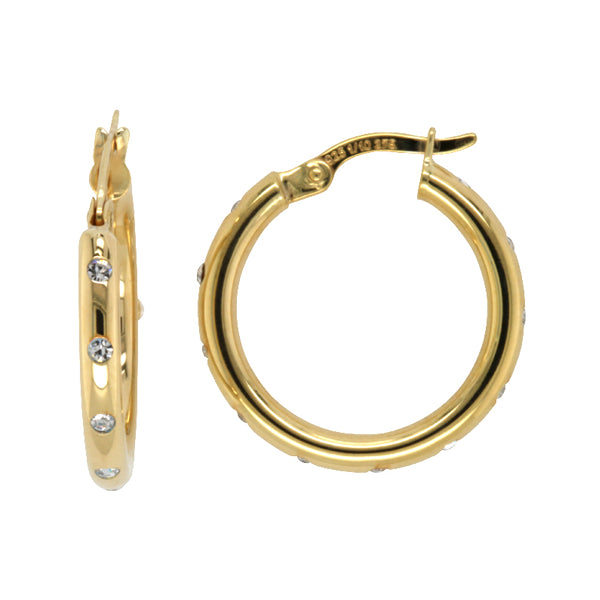 9Ct Rose Gold & Sterling Silver Bonded Cz Hoop Earrings