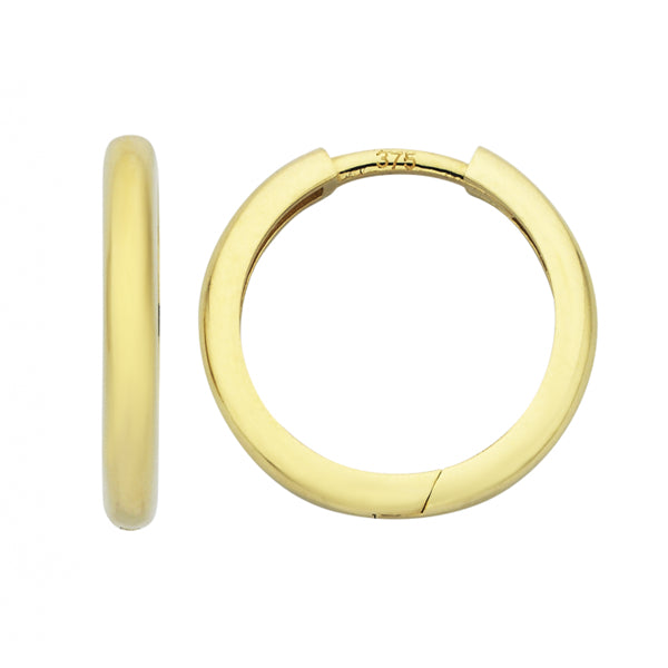 9ct Yellow Gold Plain Huggies 2 x 12mm