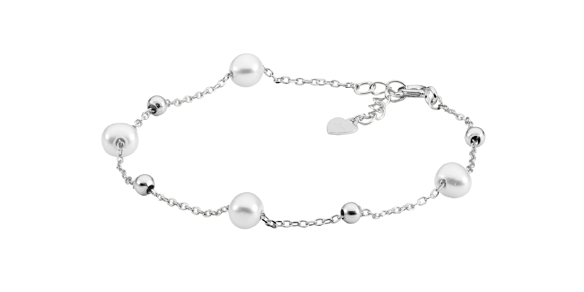 Sterling Silver Freshwater Pearl And Ball 18 +2Cm Bracelet