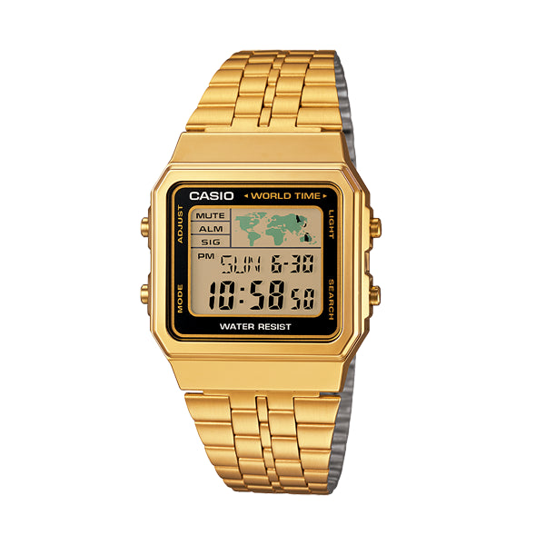 Casio Classic Digital World Map 50M Gold