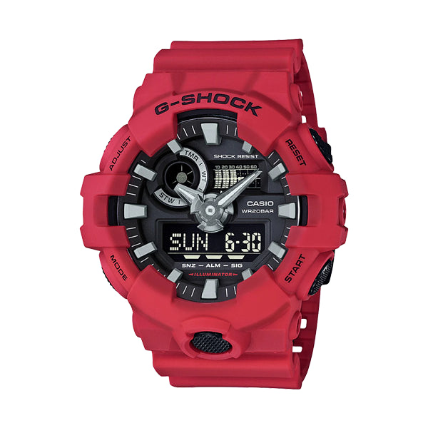 G Shock Analogue 700 Big Case,Stopwatch,Red/Black
