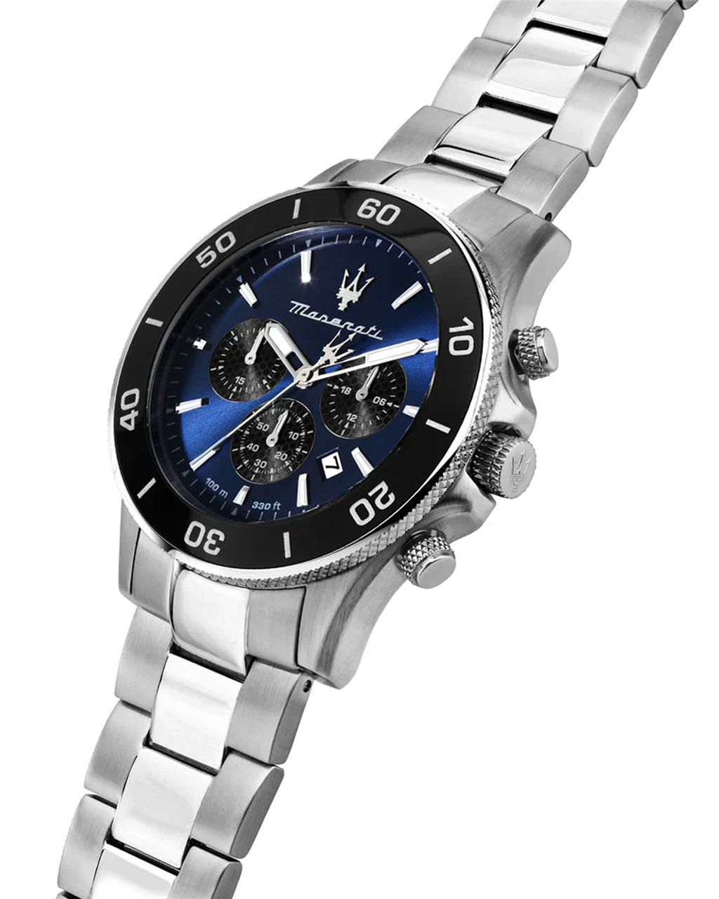 Maserati Competizione 43mm Chronograph Blue Dial SS Bracelet