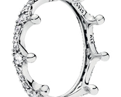 Enchanted Crown Silver Ring W Cz - Size 52