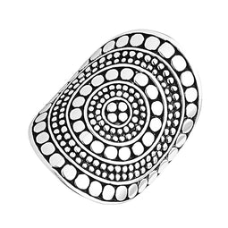 Najo Sterling Silver Oxidised Beaded Circle Ring