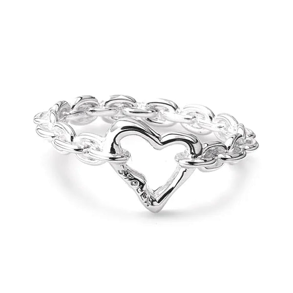 Stolen Girlfriends Club Sterling Silver Melted Heart Chain Ring - Size S