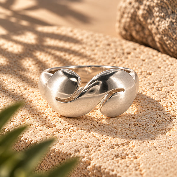 Whenua Rua Koru Ring – Sterling Silver