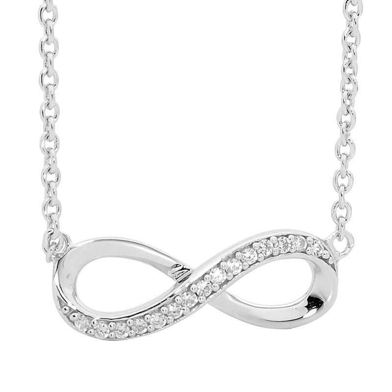 SS w/ WH CZ Infinity Pendant w/ Attached Chain