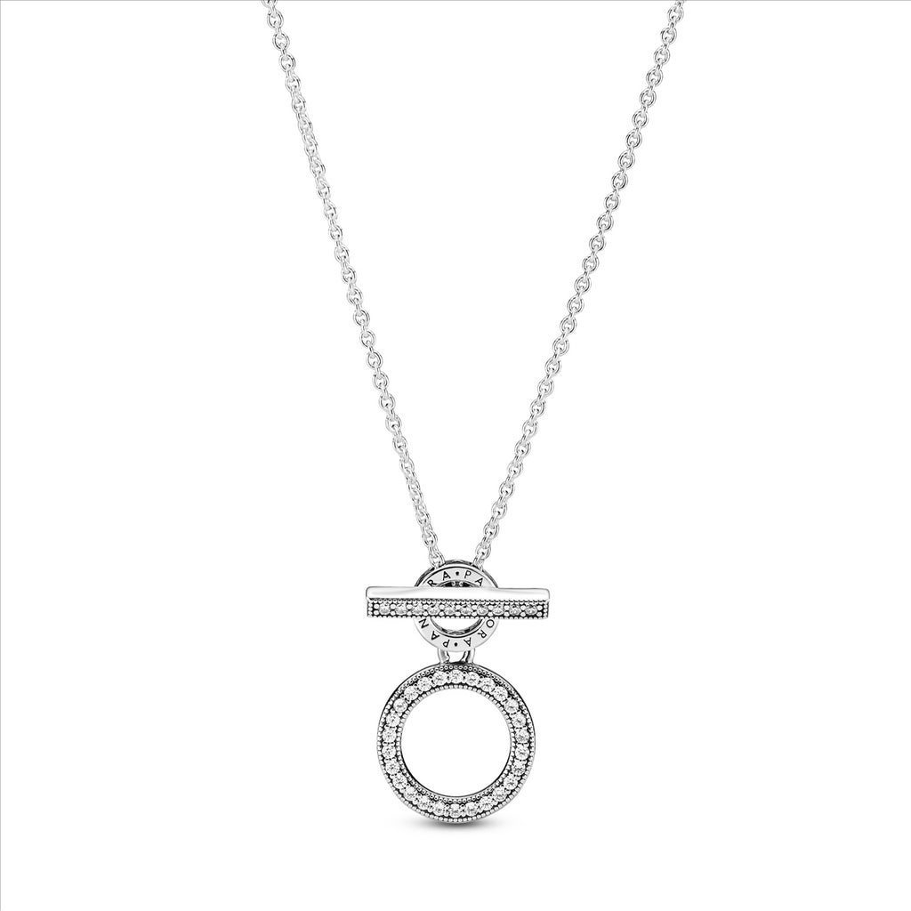Pandora Logo & Circles Silver Collier Necklace