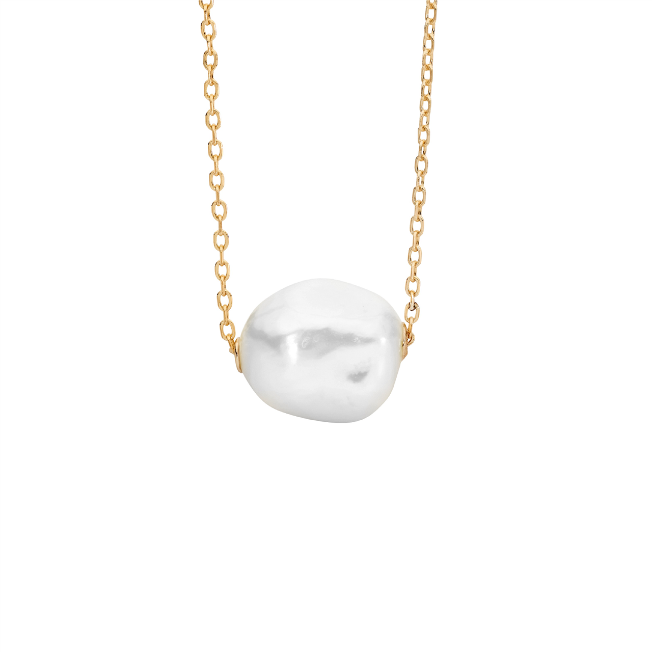 Ss Baroque 10-11Mm Freshwater Pearl On 40Cm+Ext Chain W/Gold Plating